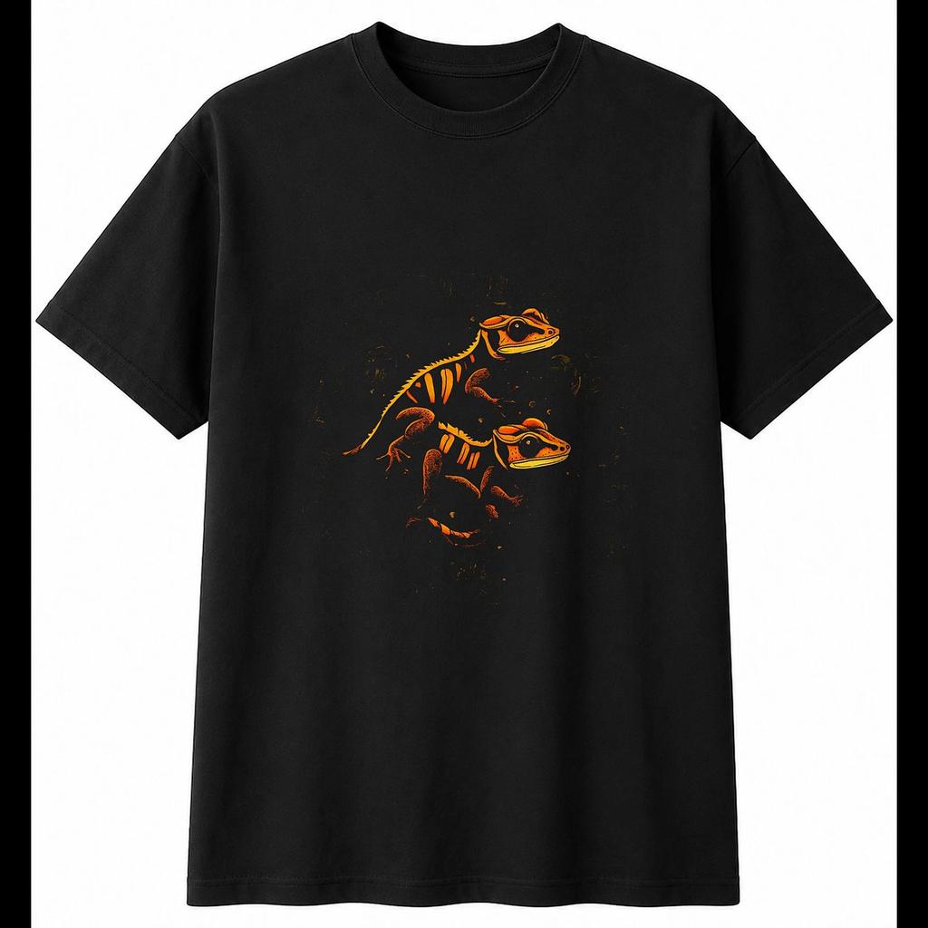 Crested Gecko Tattoo Reptile Mens T-Shirt Black 100% Cotton Exotic Printed