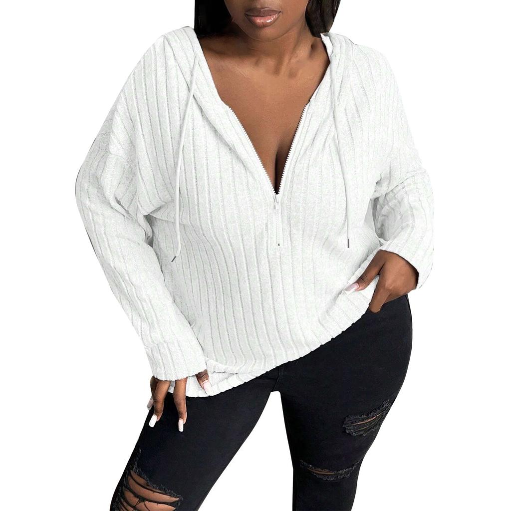 Женская мода зима новый однотонный длинный рукав толстовка женская с капюшоном на молнии топ