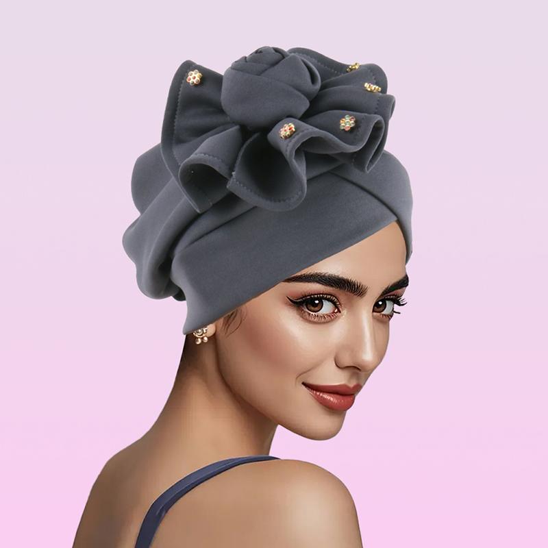 1 шт. индийская шапка в этническом стиле солнцезащитный хиджаб летний головной убор большой цветок мусульманский однотонный оборка головной убор тюрбан шляпа