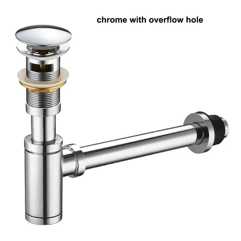 Gold/Gunmental/Black/Chrome Brass Bathroom Basin Sink Tap Bottle P-Traps Wall Connection Plumbing Drain Waste Pop-UP Drain