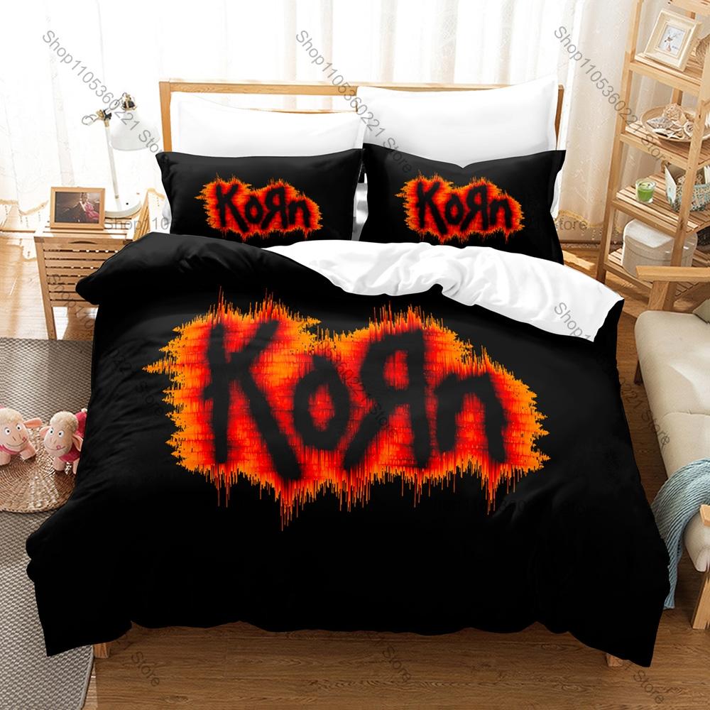 KoRn Raw Dark Gothic 90-е Underground Nu Metal Хоррор Эстетика Тяжелый Рок Комплект Постельного Белья Пододеяльник + 2 Наволочки Для Любого Сезона