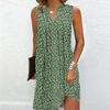Women's Multi-color A-line Sleeveless Dress Summer V-neck Printed Casual Dresses