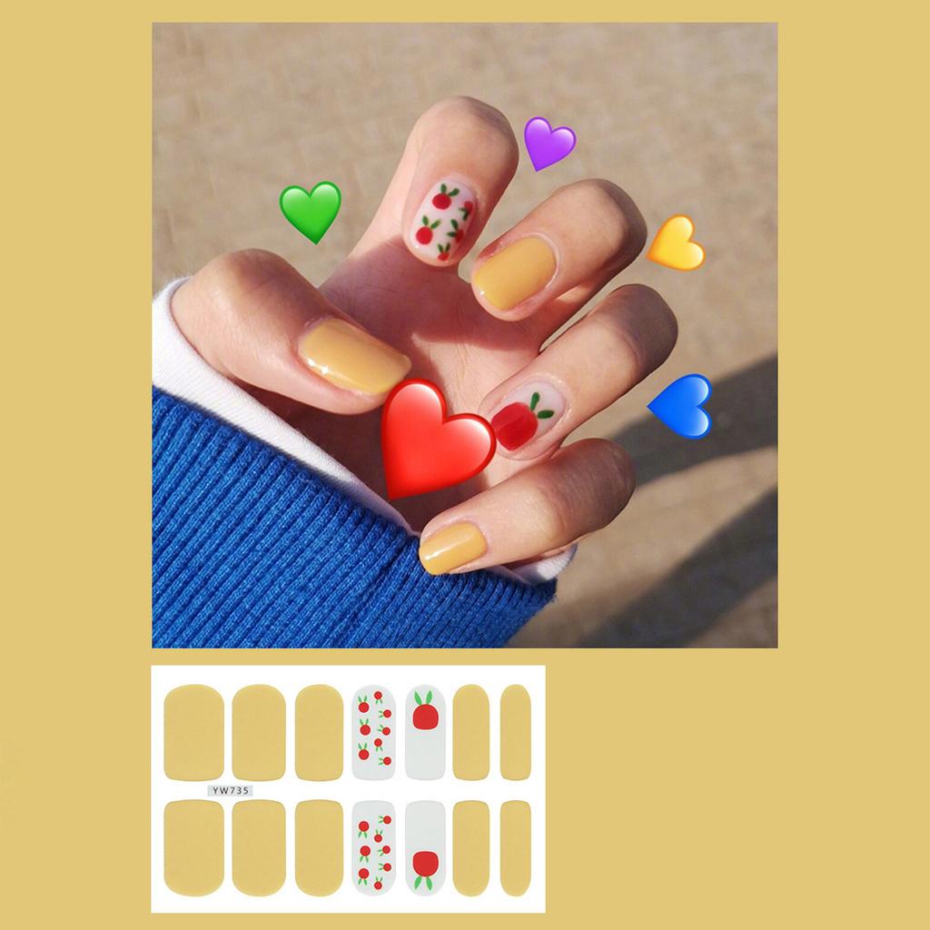 14 шт./лист, наклейки для ногтей в черно-белую полоску, готовый маникюр, быстрый Nial