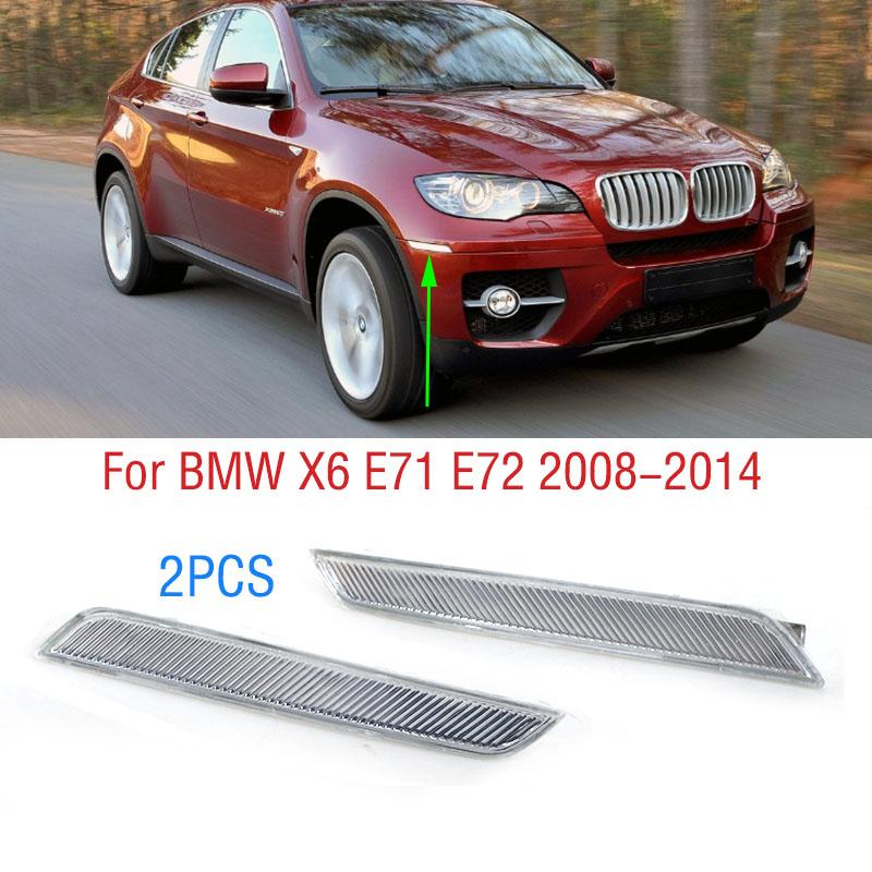 2 шт. для BMW X6 E71 E72 2008 2009 2010 2011 2012 2013 2014 E70 X5M автомобильный передний бампер боковой габаритный фонарь с прозрачными линзами отражатель