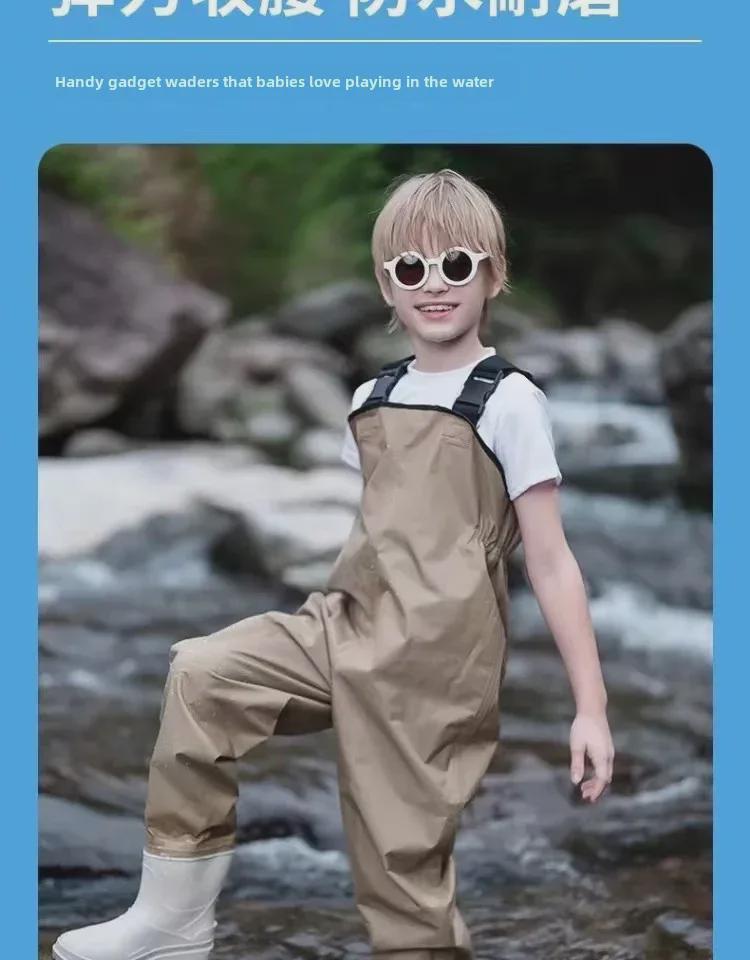 Children's Ultra-Light Waterproof Bib Wading Pants - Full Body One-Piece for Beach and Kindergarten