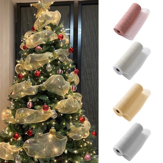 Christmas Mesh Ribbon 10 Inch X 10 Yards Metallic Foil