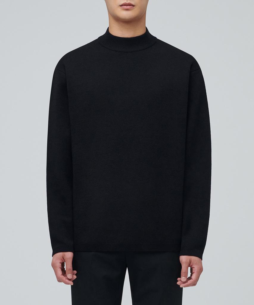 MUSINSA STANDARD Minimal Mock Neck Knit [Black]