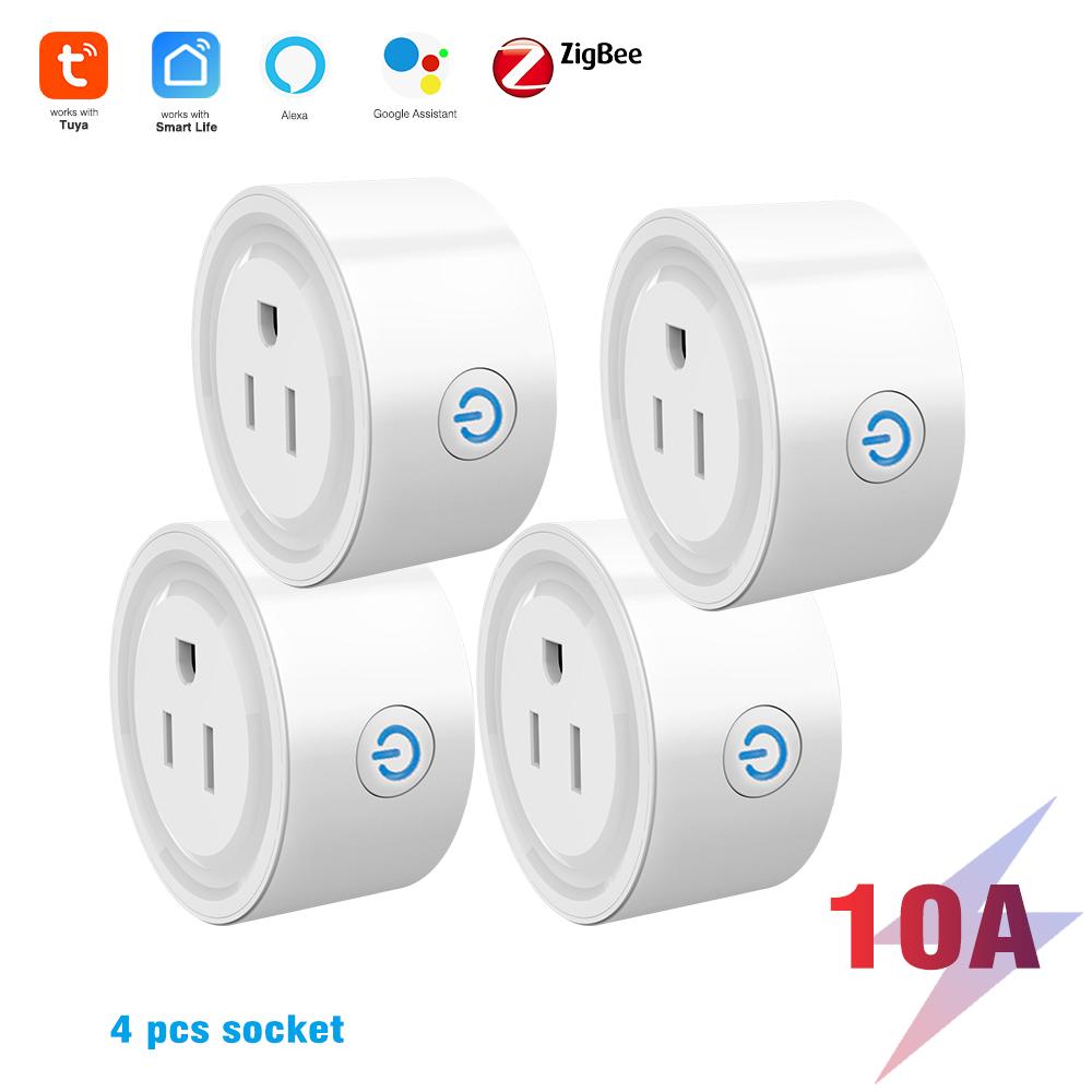 Умная розетка Tuya Zigbee с вилкой США для хаба-шлюза. Беспроводное дистанционное управление через приложение для умного дома. Работает с Alexa и Google Home, делая дом умнее.