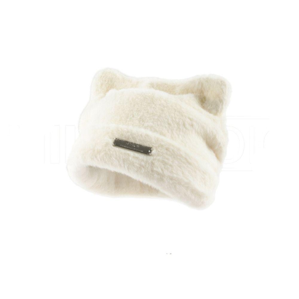 Bear Ears Knitted Cap Letter Winter Plush Hat Cute Cat Ears Hat  Female/Girls