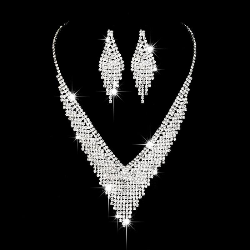 BLINGBAY комплект женских украшений, милые свадебные аксессуары, медные стразы, великолепный элегантный комплект ожерелья и серег, женский современный подарок на день рождения