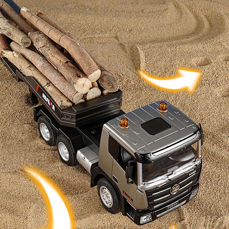 Huina 1318 RC Trailer Truck Car Model 2.4Ghz Construction Tractor Remote Control Flipable Flatbed Vehicle Toys for Boy Gifts