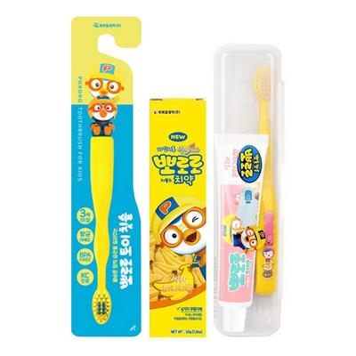 Игрушка Pororo, детская зубная щетка + низкий корпус, банановая инфляция, 50 г + зубная щетка, набор зубной пасты, случайная доставка, 1 комплект