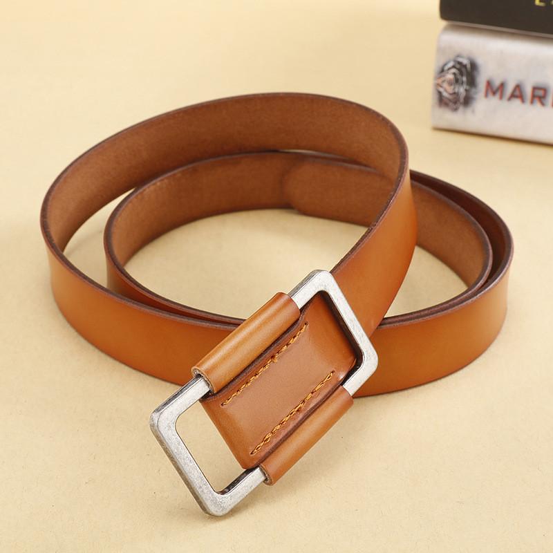 Casual Leather Belt For Women With Alloy Buckle And Highquality Leather For Pants Decoration