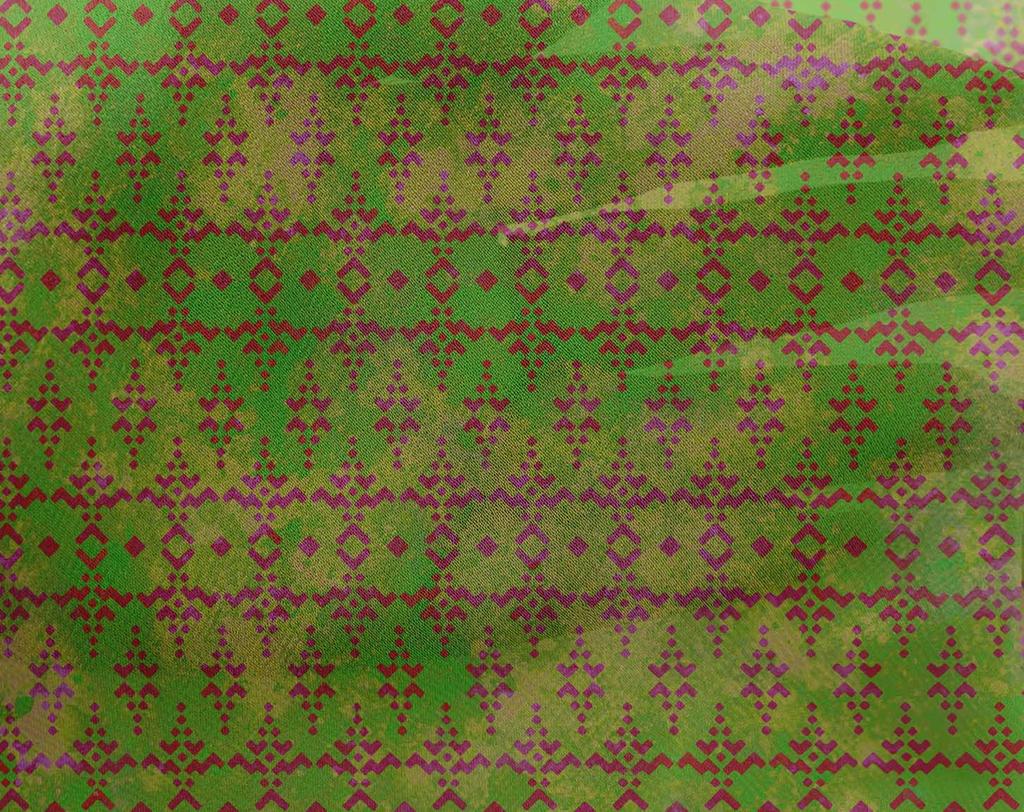 oneOone Georgette Viscose Light Green Fabric Batik Diy Clothing Quilting Fabric Print Fabric By Yard 42 Inch