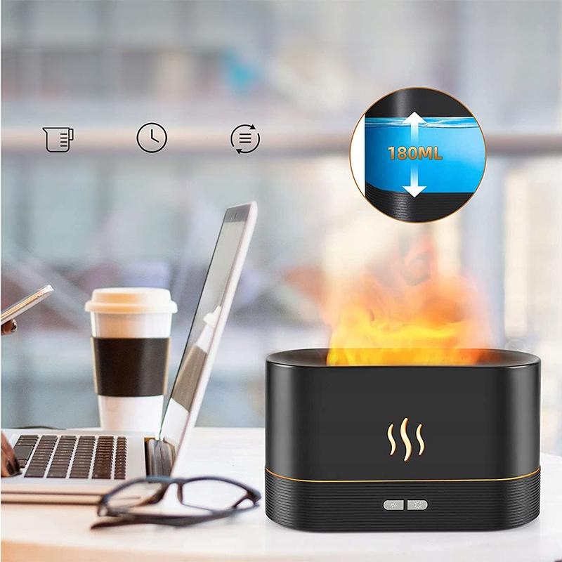 Air Humidifier Night Lamp Flame Effect + 3 Fragrance Oils