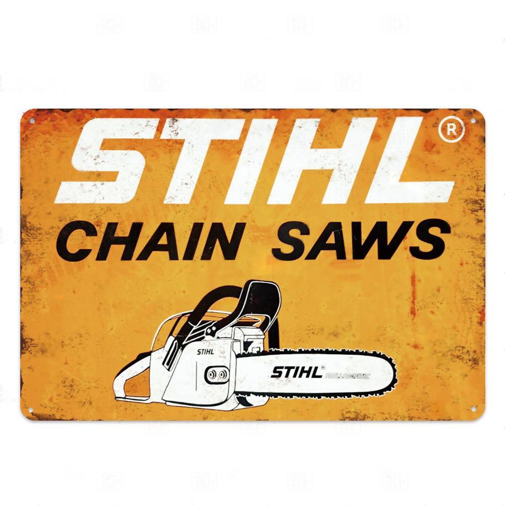Металлическая табличка с цепной пилой, металлическая винтажная жестяная вывеска, настенный декор для человека, декоративная тарелка в пещере
