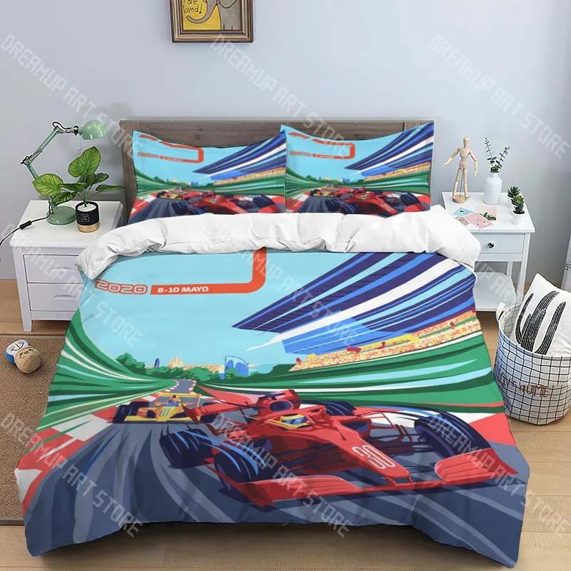 R-racing Graphics Fashion Trendy Print Three-piece Suitable For Kids Or Adults Quilt Cover Pillowcase Bedding Set Birthday