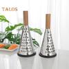 Stainless Steel Cone Cheese Grater with Wood Handle 3 Sided Vegetable Shredder for Grating Cheese Chocolate Vegetables Kitchen Shredder for Parmesan