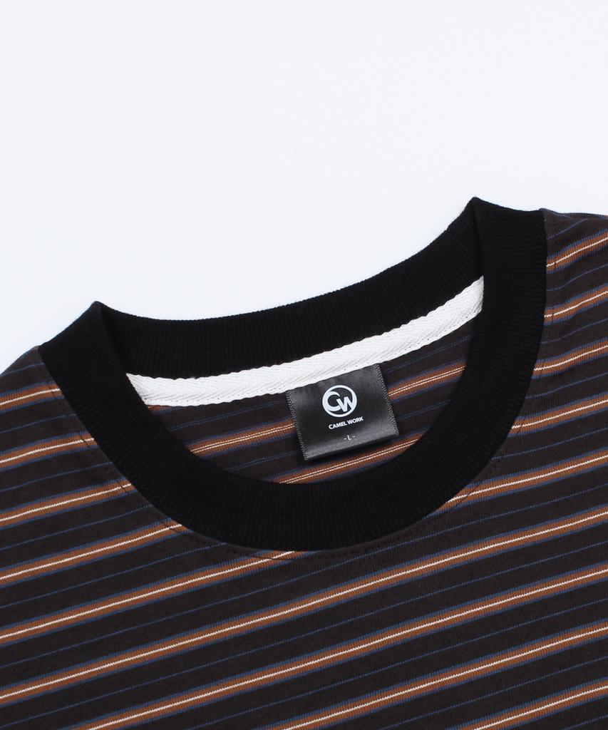 CAMEL WORK Hazel Stripe Pocket Short Sleeve T-Shirt (Black)