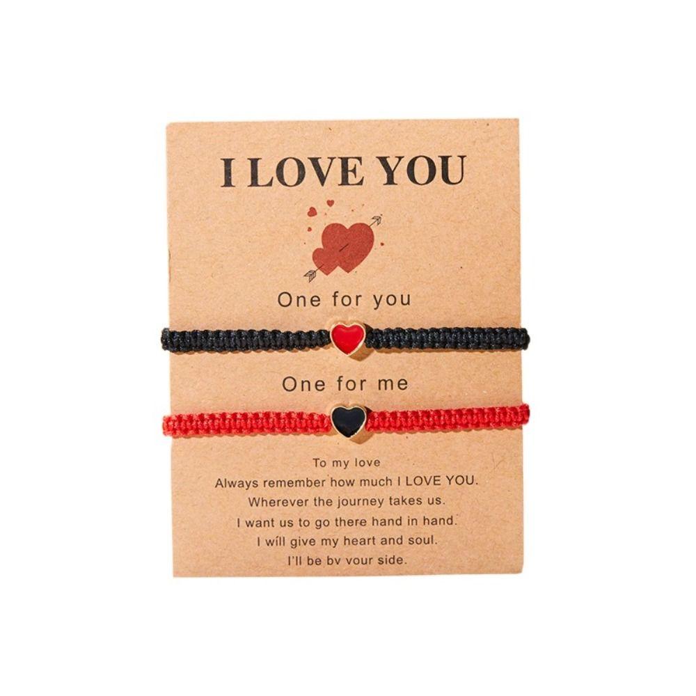 Контрастные цвета Сердце Парный браслет Плетеный браслет Фортуна Ретро браслет в форме сердца для девочек