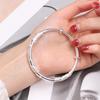 2024 Elegant White Copper-Plated Silver Push-Pull Flower Bracelet - Simple, Fashionable Gift for Women