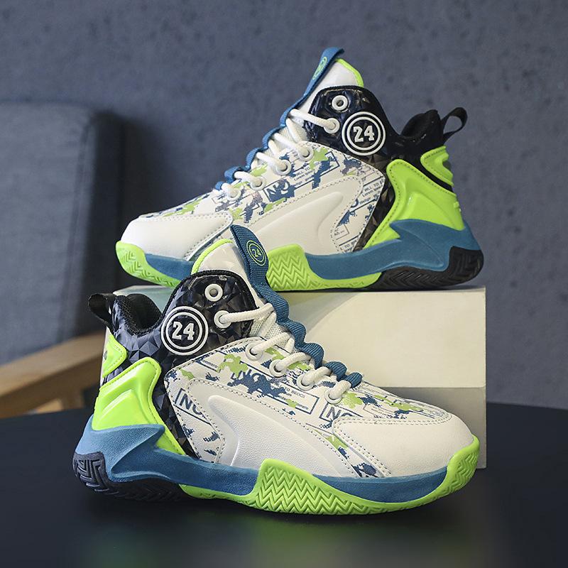 New Spring New Boys Basketball Shoes Breathable Shock Absorption Wear-resistant Students Combat Children's Basketball Shoes Outdoor