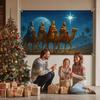 Three Kings Banner 71x43 Inch Three Wise Men Nativity Scene Holiday Backdrop Star of Bethlehem Religious Background for Indoor Outdoor Xmas Party