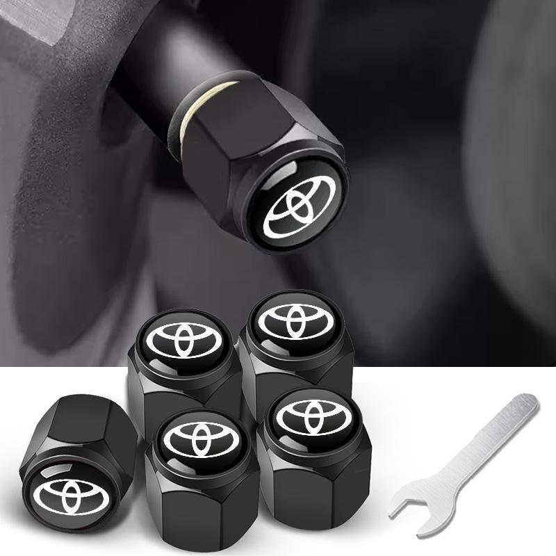 WNIS1 5Pcs Car Tire Valve Stem Caps Dustproof Waterproof Wheel Cover Accessories for Toyota Hilux Yaris Corolla Camry CHR Auris Tacoma