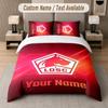 Custom Bedding Set LOSC Lille Pattern, Print Name Text 1 Duvet Cover plus 2 Pillowcases Home Textile