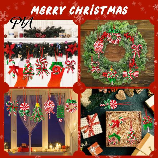 Christmas Tree Decorations 16 Pcs Lollipop Ornaments, Red Green Striped Peppermint Swirl Candy Cane Party Favors Hanging Decoration, Colorful