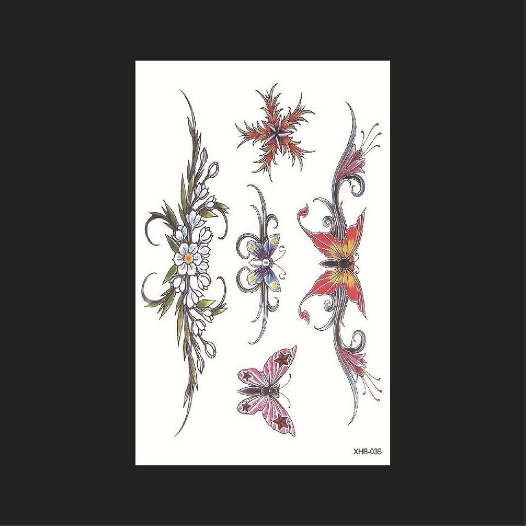 Lasting Leg Body Art Temporary Decal Black Rose Butterfly Design 3D Body Tattoo Sticker Cover Scars