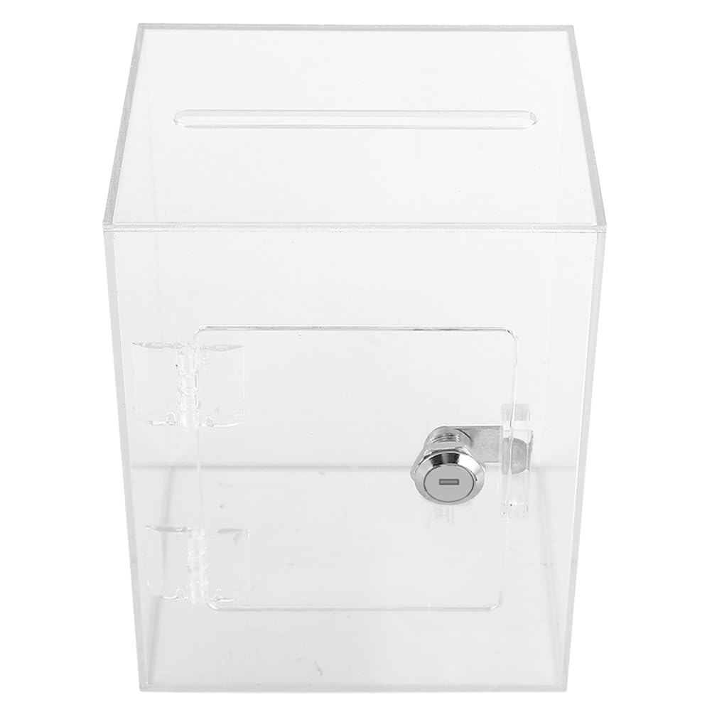 DOITOOL Коробка для пожертвований с бюллетенями Пожертвования на благотворительность с копилкой Большая Акриловая копилка для денег Замок, Акрил, Большой, Прозрачный, Коробка, Банк, Коробка,