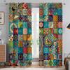 Bohemian Plaid Pattern Printed Curtains, Decorative Curtains, Retro Style, Suitable for Bedroom, Living Room, Kitchen, Study