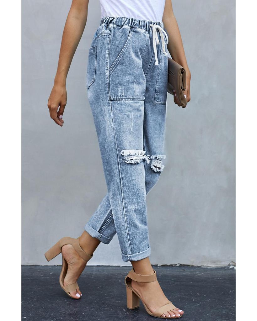 Azura Exchange Джинсовые джоггеры с потертыми карманами