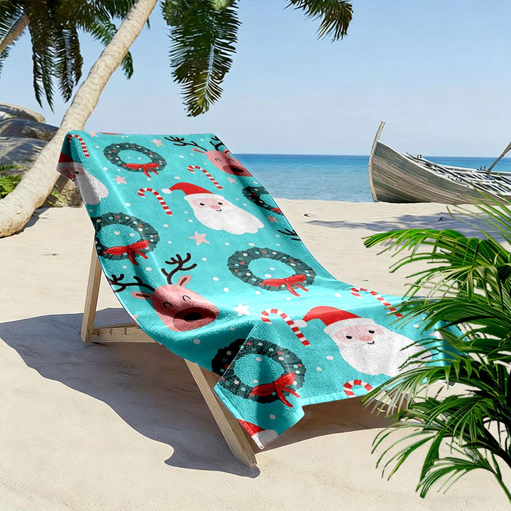 Whimsical festive cheer Print beach towel, quick drying, suitable for travel, outdoor sports, jogging, the beach and swimming, gift