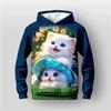 Детская одежда Толстовки с капюшоном для девочек с длинным рукавом с рисунком 3D кота Детская одежда на весну и осень Повседневная милая одежда для девочек на открытом воздухе Топы