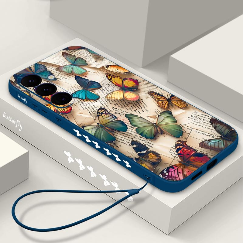 Чехол с ярким узором бабочки для Samsung Galaxy S26 S25 Ultra S24 S23 S22 Plus S21 FE A15 A16 A17 A35 A36 A54 A55 A56 5G Мягкий чехол