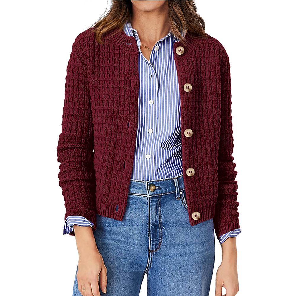 Autumn Solid Color Commuting Knitted Cardigan Jacket Casual Women’s Sweaters
