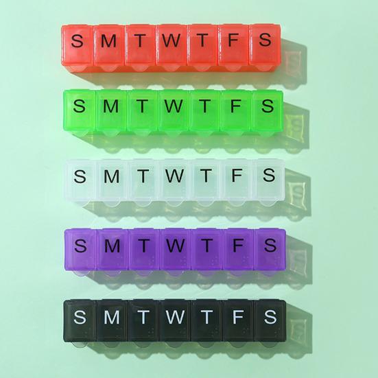 Коробка для таблеток с отделениями, 7 сеток, еженедельная прозрачная крышка, с принтом даты, пыленепроницаемый, влагозащищенный, портативный, для путешествий, на открытом воздухе, органайзер для планшета