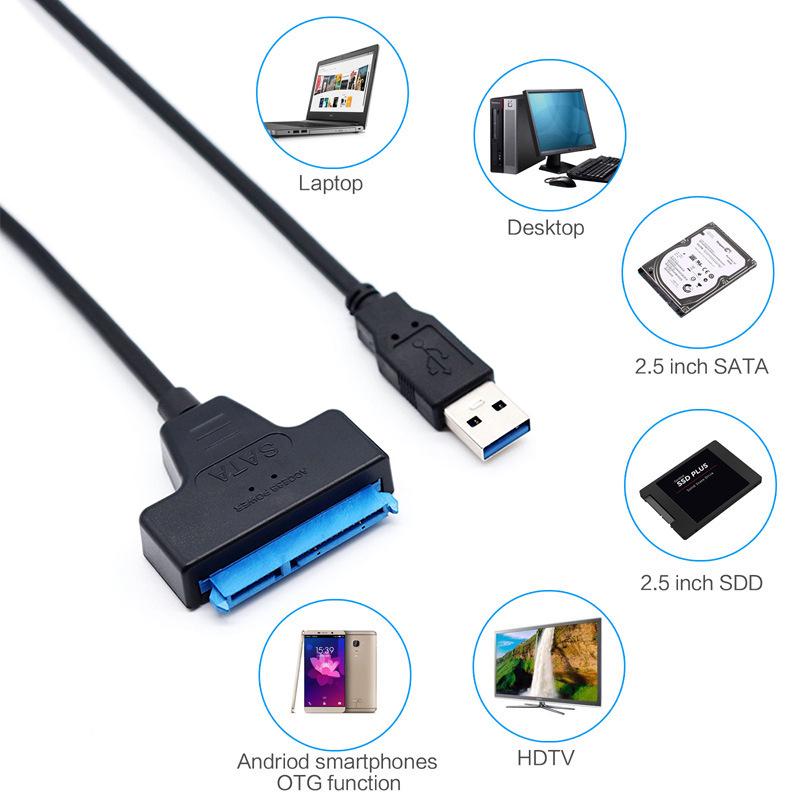 Кабель-адаптер SATA 3.5/2.5 дюйма на USB 3.0 для SSD/HDD