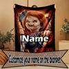 Custom Name Personalized Bride of Chucky Print Blanket, Home Decor, Bedroom, Sofa, Camping, Couch, Gifts for Birthday Christmas