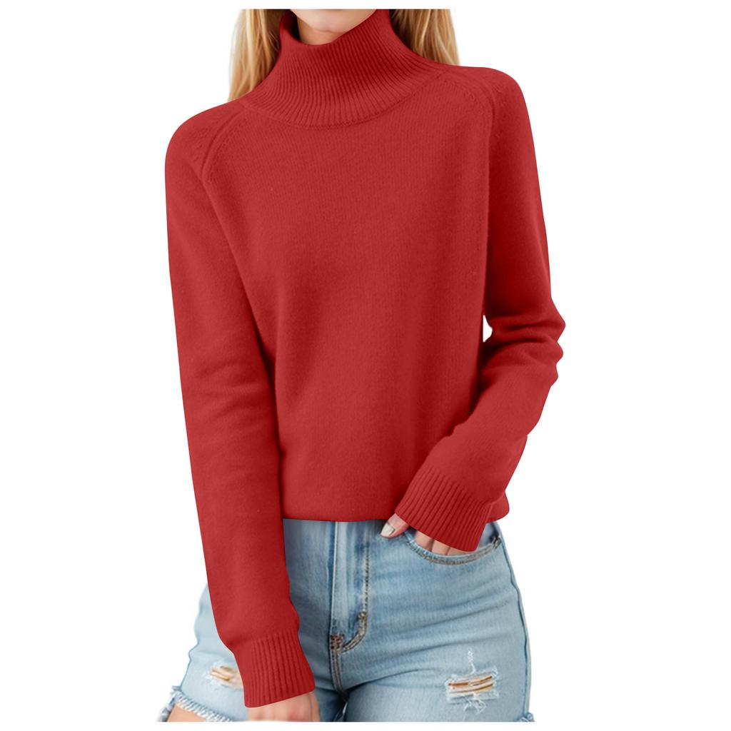 Women's Fashionable Long-sleeved Solid-color Pullover Base Knitted Sweater Top