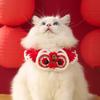 Chinese-style New Year Knitted Pet Collar Adjustable Length Pet Bib Festive Cat Tie  for Cats Puppy
