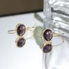 Изысканные Модные Золотого Цвета Овальные Серьги-Подвески, Инкрустированные Фиолетовыми Камнями, для Женщин, Помолвочные, Свадебные