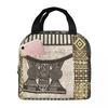African Bogolan Mudcloth Pattern Insulated Lunch Bag for Women Children Portable Food Boxes Thermal Lunch Box Tote