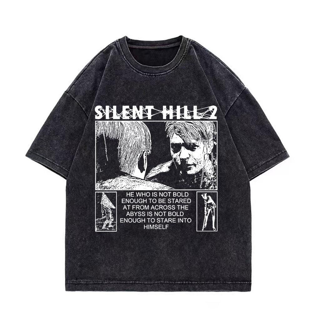 Игра Silent Hill Винтажная стираная футболка Мужская Женская Готическая Мода Футболки Высококачественный Хлопок Оверсайз Футболки Уличная Одежда