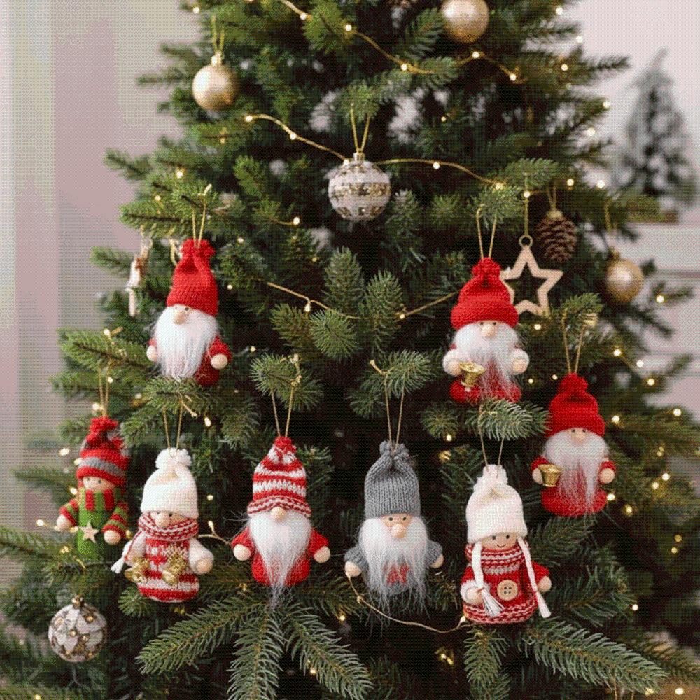 Knitted Plush Santa Doll Handcrafted Quality Xmas Tree Decor Family Gathering