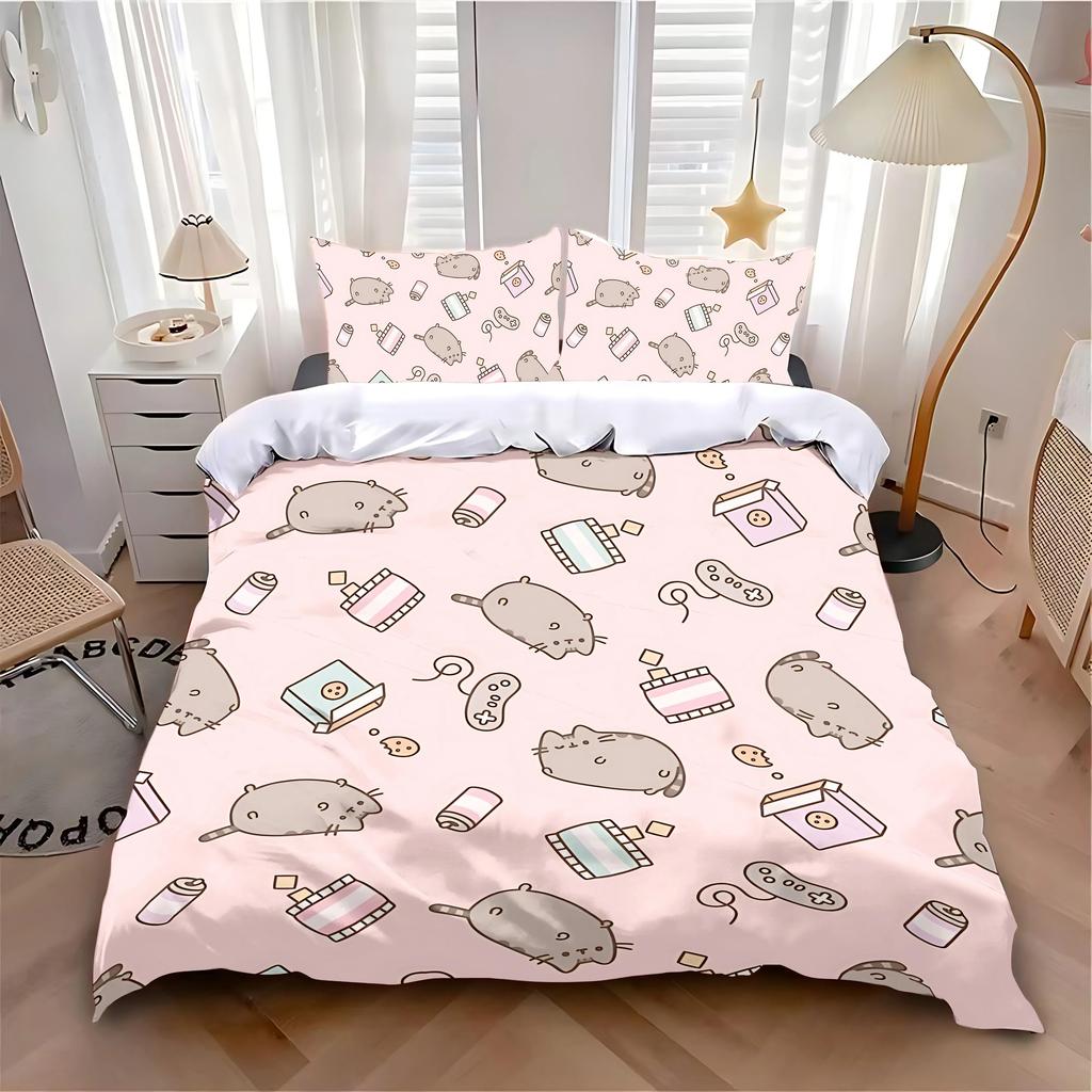 -Пододеяльник с мультяшным котом, наволочка, постельный комплект, для взрослых, для мальчика, для девочки, украшение спальни, детский, односпальный, двуспальный, большого размера