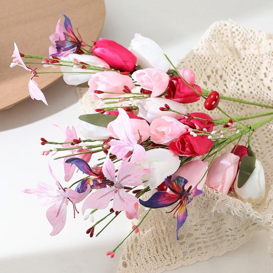 Искусственный стебель цветка тюльпана, ягодные пики в форме сердца для Дня святого Валентина, годовщины, цветочных букетов, свадьбы, домашнего декора