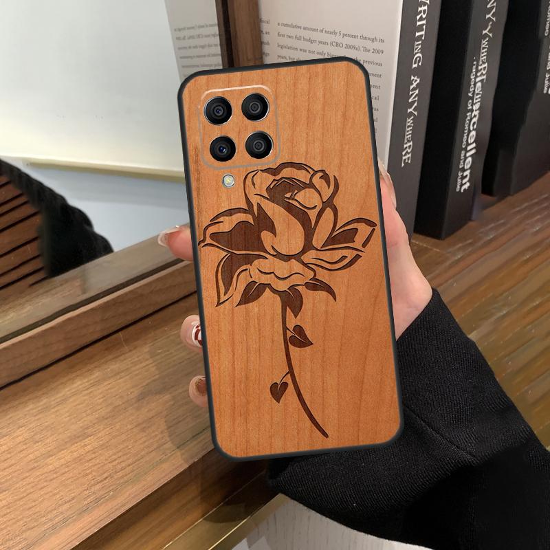 Чехол из дерева с изображением розы и черепа кактуса для Samsung Galaxy M20 M14 M34 M54 M13 M23 M33 M53 M21 M51 M30s M31s M12 M32 M52